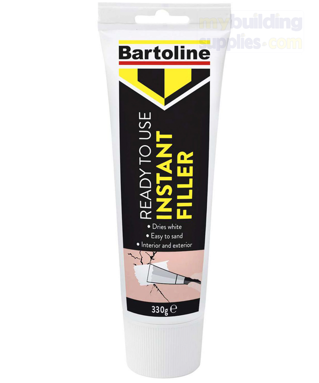 Bartoline Ready to Use Instant Filler Tube, 330g. Ready to Use Instant Filler is suitable for interior and exterior use. Ideal for repairs to plaster, plasterboard, brick, wood and stone. Easy to use and sand down. Dries white. 