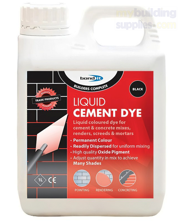 Bond It Liquid Cement Dye Mortar Tone Colouring Black, 1 Litre