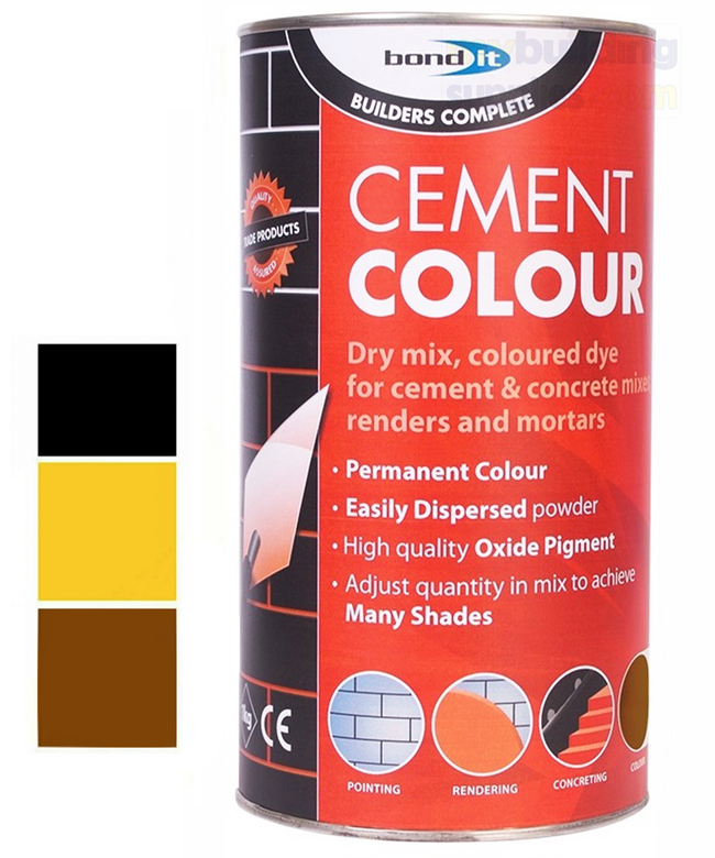 Bond It Powder Cement Dye Colouring 1kg Black, Brown, and Buff (Gold)