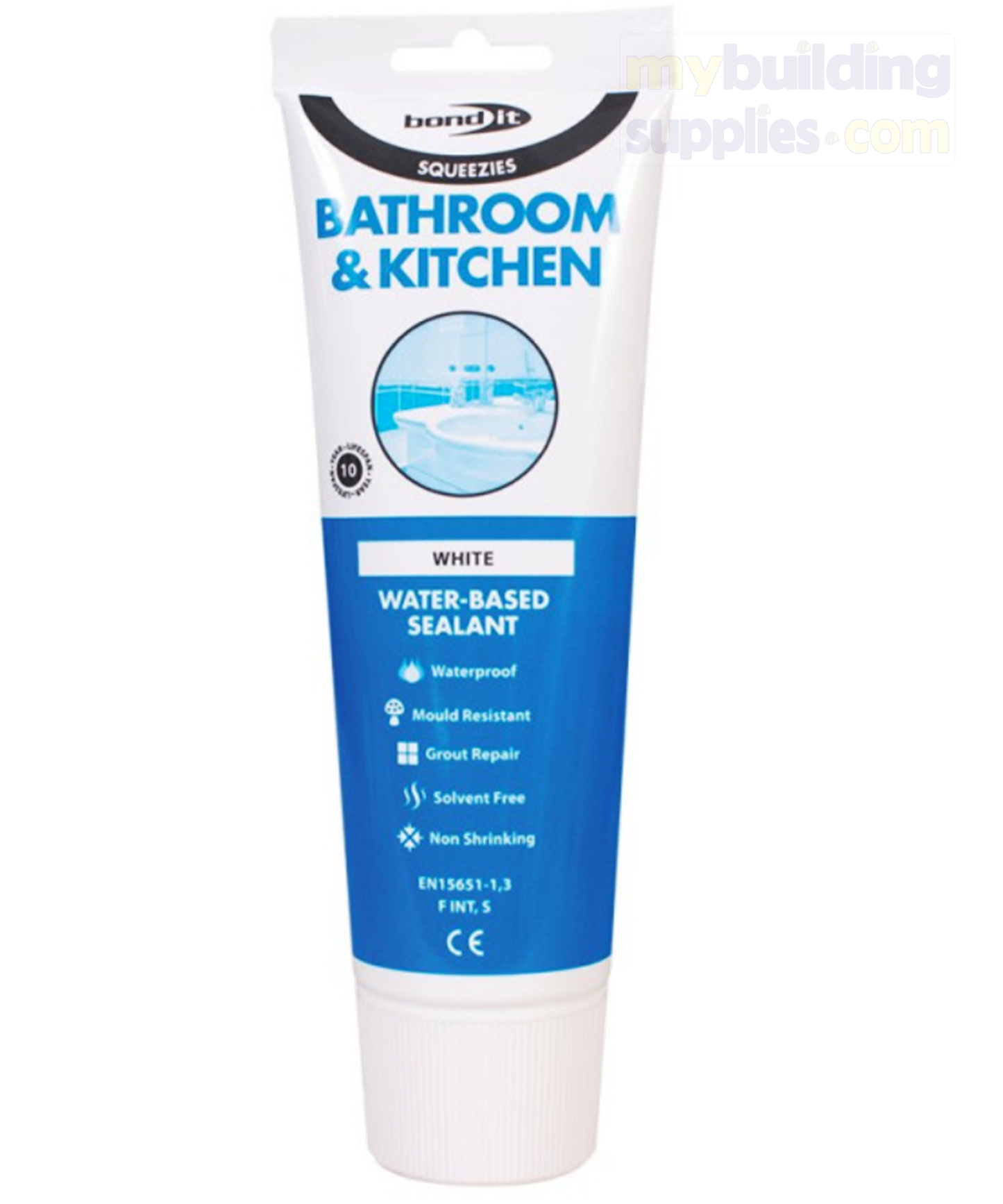 Bond It Squeezy Bath and Kitchen Sealant - EU2 White, Water-Based.