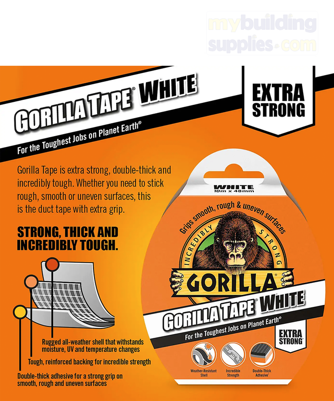 Gorilla Tape White 10m x 48mm - 3044611