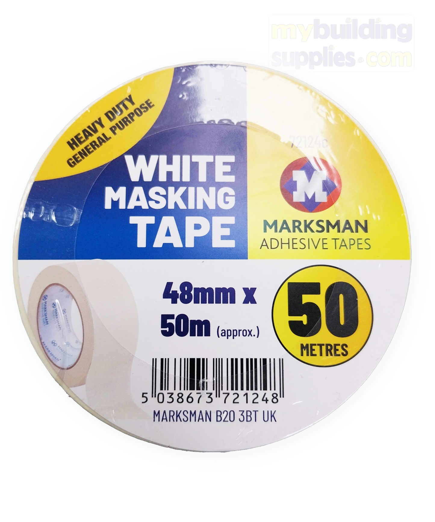 Marksman White Masking Tape in size 48mmx25m, 24mmx50m, 48mmx50m