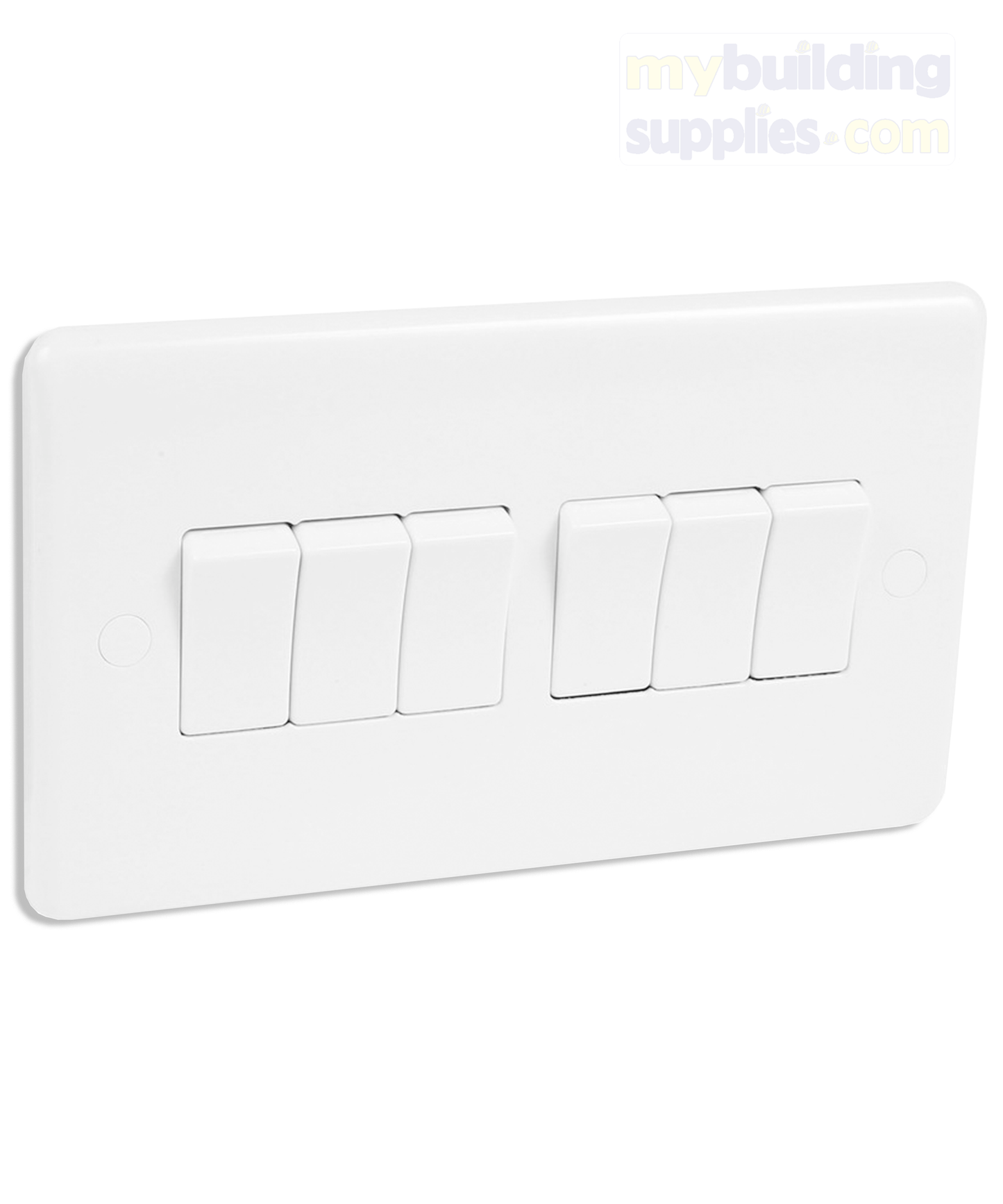 10A 6 Gang 2 Way Switch Square White