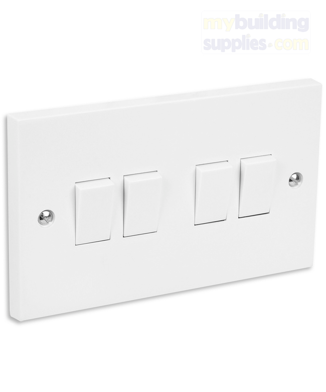 10A Switch 4 Gang 2 Way White