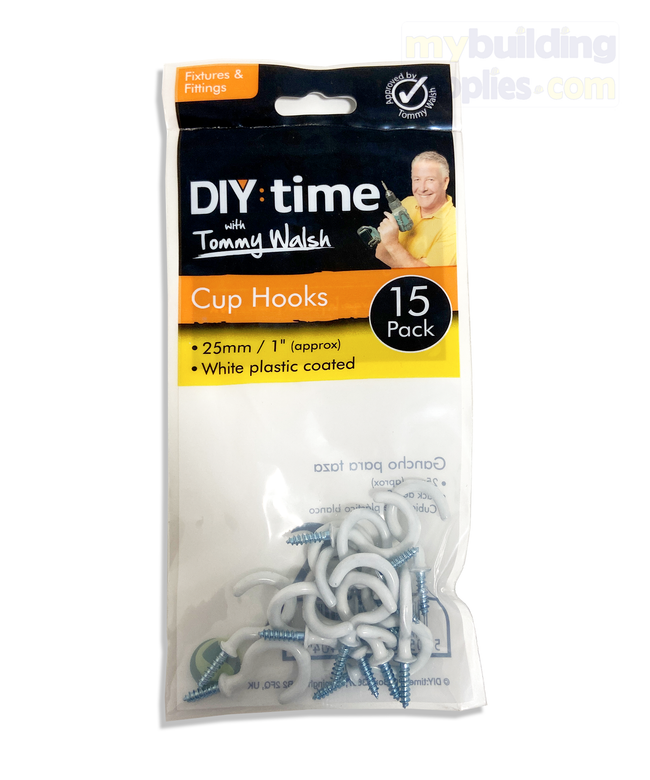 25mm Cup Hooks 15Pc