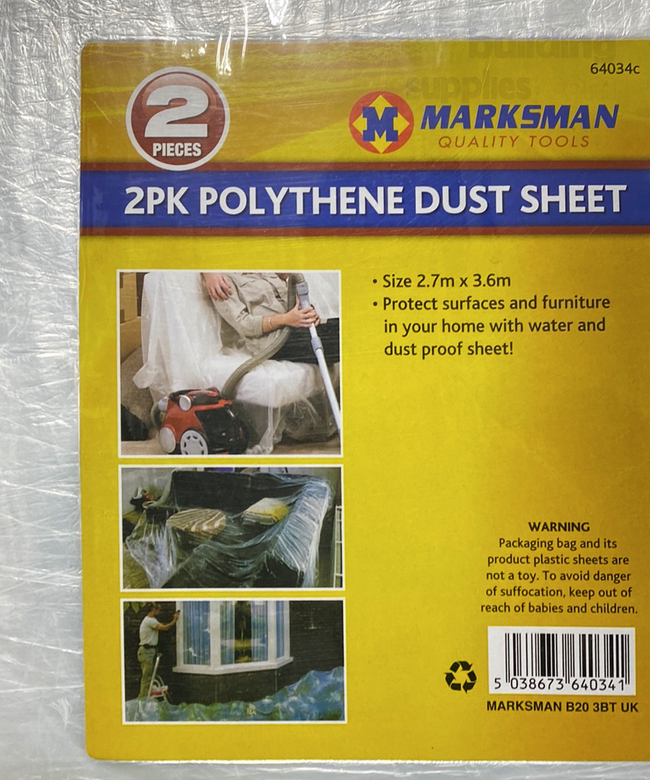 2 Pack Polythene Dust Sheet