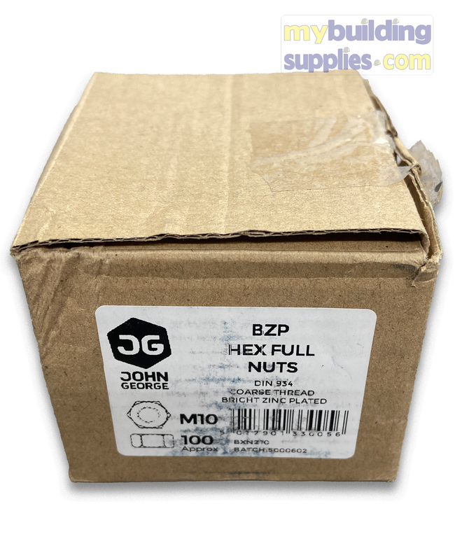 BZP Hex Full Nut M10 - QTY 100