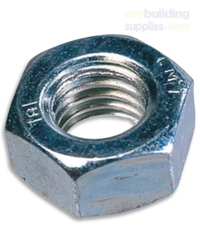 BZP Steel Hex Nuts M12 - QTY 100 Pack