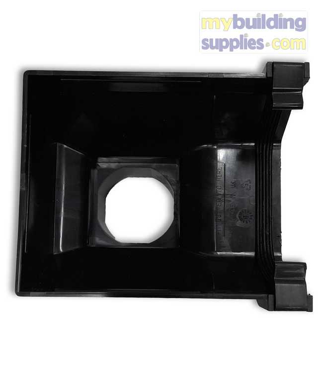 Downpipe Connector - Half Round Stop End Outlet Black 112mm x 68mm