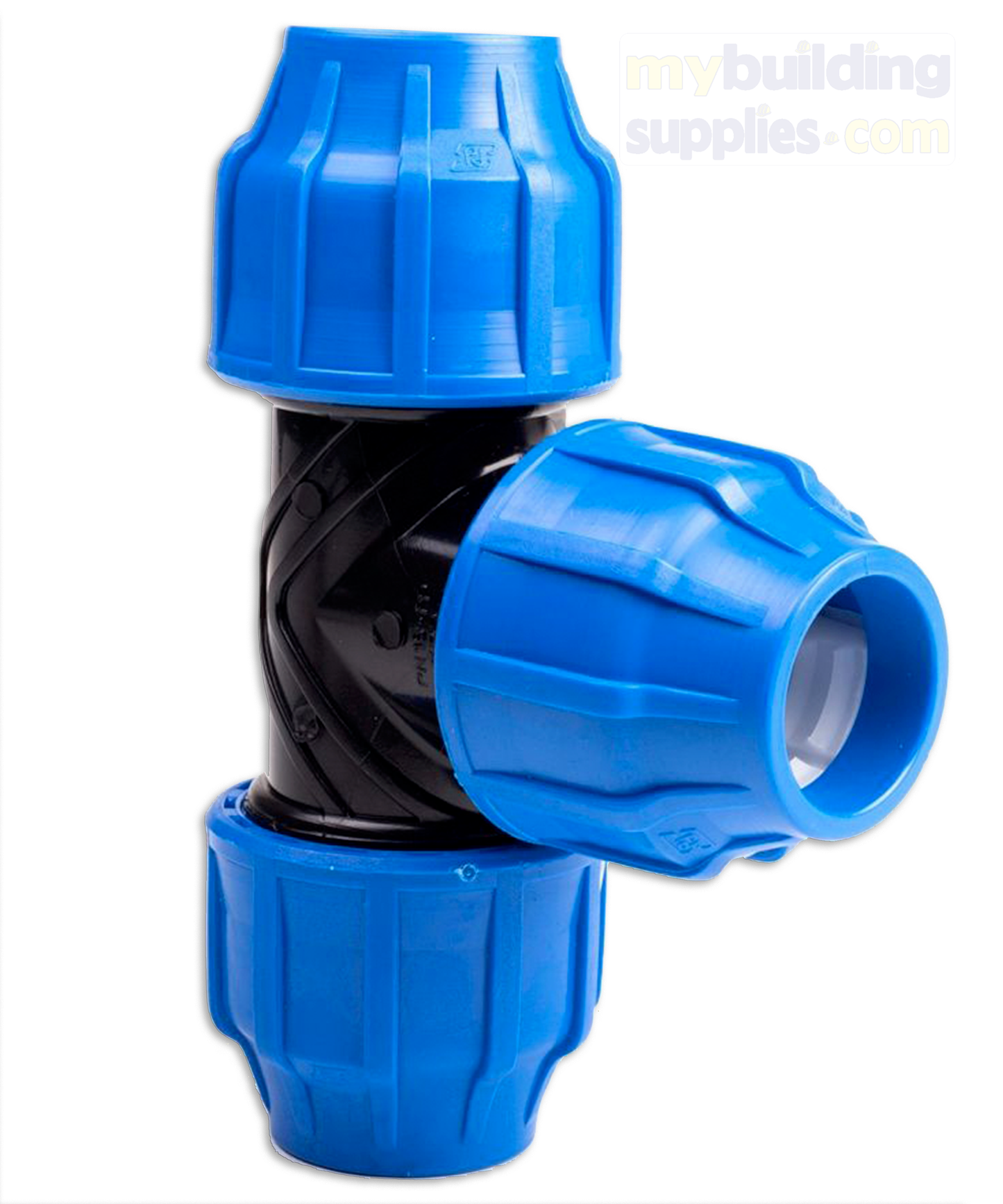 MDPE Tee Push Fit 25mm - Blue