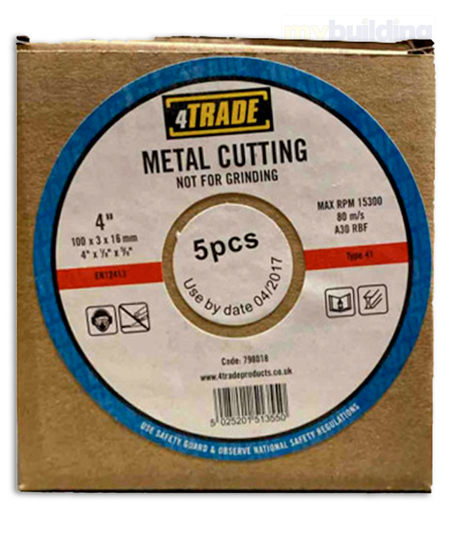 Metal Cutting Disc - 4” - 100 x 3 x 16mm