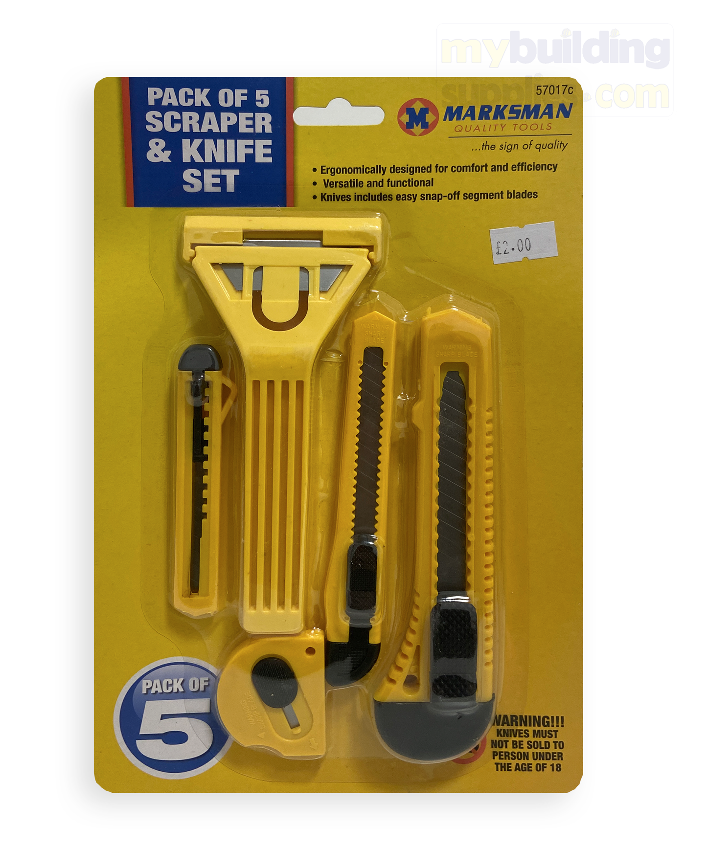 Pack of 5 Scraper and Knife set