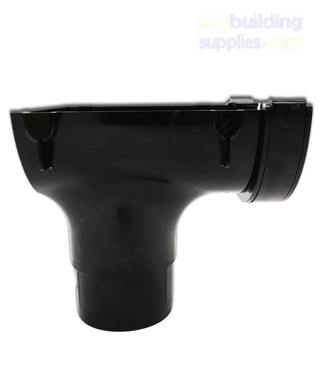 Polypipe Half Round Stop End Outlet - 112mm - Black