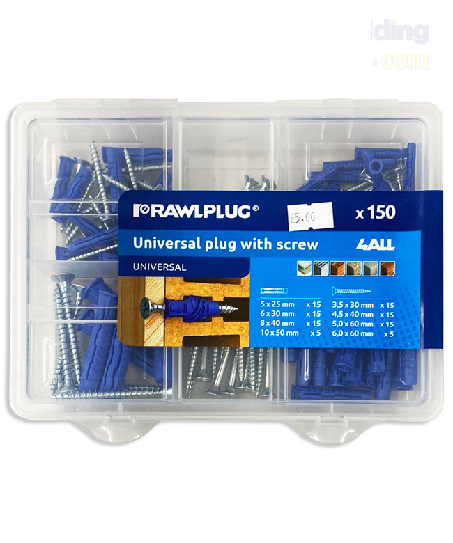 Rawlplug یونیورسل پلگ اسکرو 150pcs کے ساتھ