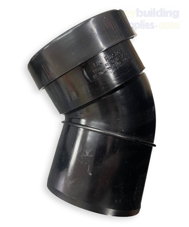 S/S Bend 45° 110mm Single Pushfit Socket - Black