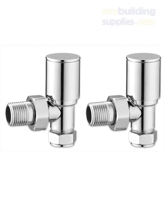 Smooth Head Angled Radiator Valves Pair