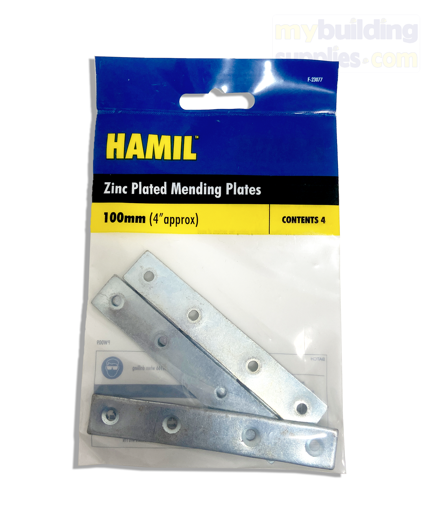 Zinc Plated Mending Plates 100mm - QTY 4