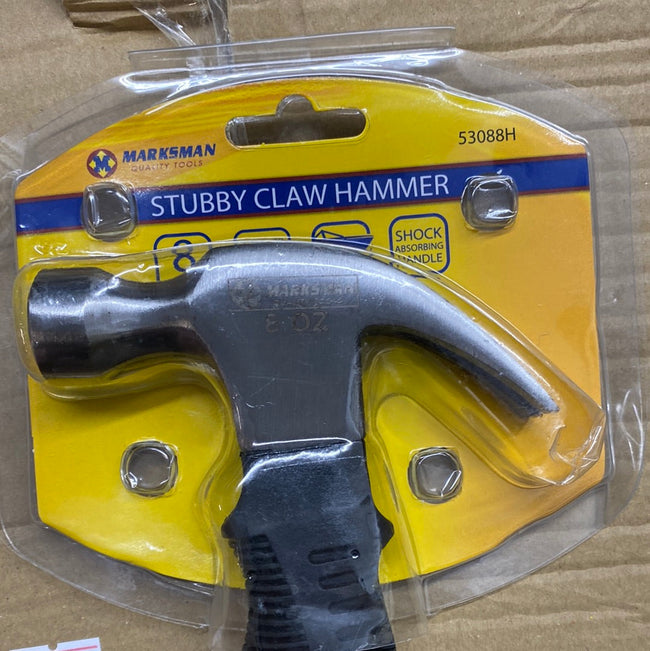 Stubby claw hammer with rubber handle 8oz