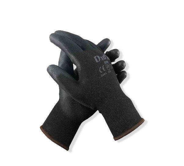 Black Working Gloves with Polyurethane Coating